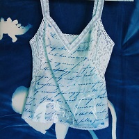 cyanotype nineteenth century Angelina Grimke letter on thrift store shirt